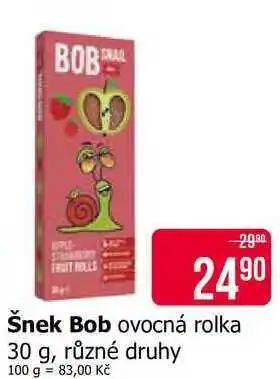 Teta Šnek Bob ovocná rolka 30 g, různé druhy nabídka