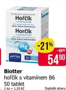 Teta Biotter hořčík s vitamínem B6 50 tablet nabídka
