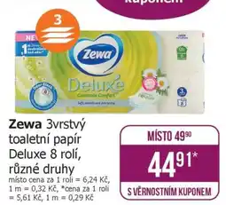 Teta Zewa 3vrstvý toaletní papír Deluxe 8 rolí, různé druhy nabídka