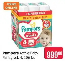 Teta Pampers Active Baby Pants, vel. 4, 186 ks nabídka