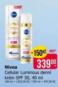 Teta Nivea Cellular Luminous denní krém SPF 50, 40 ml nabídka