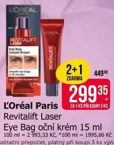 Teta L'Oréal Paris Revitalift Laser Eye Bag oční krém 15 ml nabídka