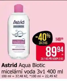 Teta Astrid Aqua Biotic micelární voda 3v1, 400 ml nabídka