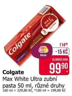 Teta Colgate Max White Ultra zubní pasta 50 ml nabídka