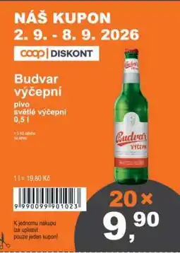 COOP DISKONT Budvar výčepní nabídka