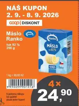 COOP DISKONT Máslo Ranko nabídka