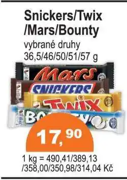 COOP DISKONT Snickers, Twix, Mars, Bounty nabídka
