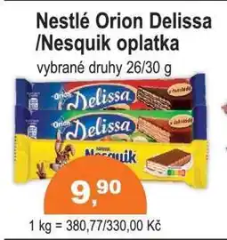 COOP DISKONT Nestlé Orion Delissa / Nesquik oplatka nabídka