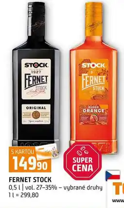 Terno FERNET STOCK 0,5l vol. 27-35% vybrané druhy nabídka