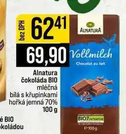 Jip Alnatura čokoláda BIO mléčná bílá s křupinkami hořká jemná 70% nabídka