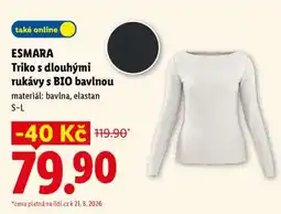 Lidl ESMARA Triko s dlouhými rukávy s BIO bavlnou nabídka