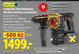 Lidl PARKSIDE PERFORMANCE 20V Aku kombinované kladivo nabídka