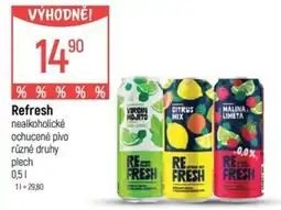 Globus Refresh nealkoholické ochucené pivo různé druhy nabídka