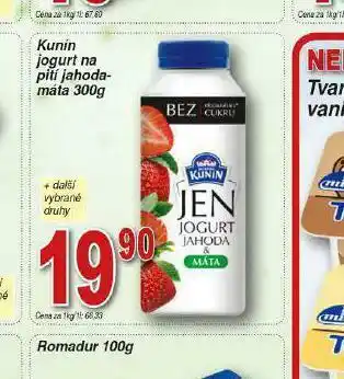Lidl Kunín jogurt na pití jahoda máta nabídka