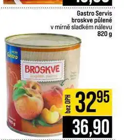 Jip Gastro Servis broskve půlené v mírně sladkém nálevu nabídka