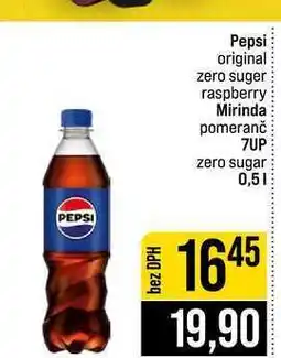 Jip Pepsi original zero suger raspberry Mirinda pomeranč 7UP zero sugar nabídka