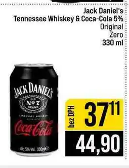 Jip Jack Daniel's Tennessee Whiskey & Coca-Cola 5% Original Zero nabídka