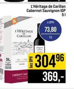 Jip L'Héritage de Carillan Cabernet Sauvignon IGP nabídka