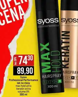 Jip Syoss Professional Performance lak na vlasy max hold ultra keratin extra volume lift nabídka