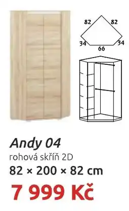 Nábytkáři Čech a Moravy Andy 04 rohová skříň 2D nabídka