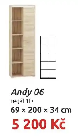 Nábytkáři Čech a Moravy Andy 06 regál 1D nabídka