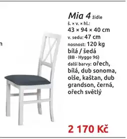 Nábytkáři Čech a Moravy Mia 4 židle nabídka