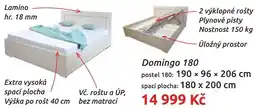 Nábytkáři Čech a Moravy Domingo 180 Postele dvoulůžkové nabídka