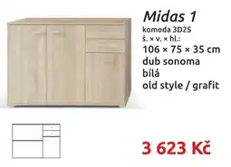 Nábytkáři Čech a Moravy Midas 1 komoda 3D2S nabídka