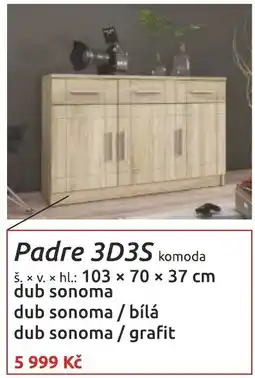 Nábytkáři Čech a Moravy Padre 3D3S komoda nabídka