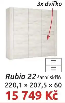 Nábytkáři Čech a Moravy Rubio 22 šatní skříň nabídka