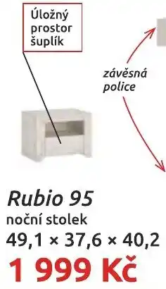 Nábytkáři Čech a Moravy Rubio 95 noční stolek nabídka