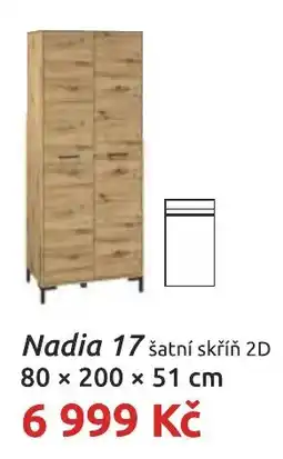 Nábytkáři Čech a Moravy Nadia 17 šatní skříň 2D nabídka