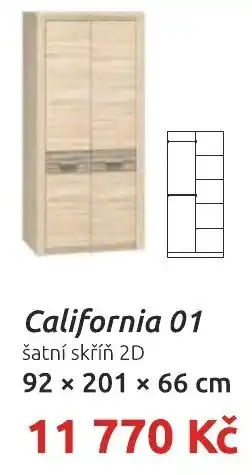 Nábytkáři Čech a Moravy Californie 01 šatní skříň 2D nabídka