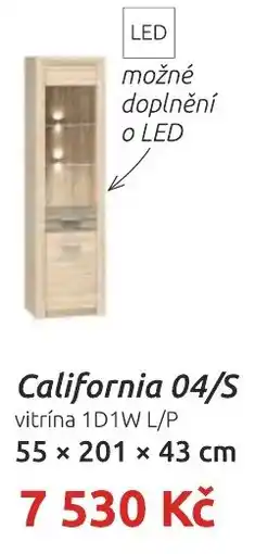 Nábytkáři Čech a Moravy California 04/S vitrína 1D1W L/P nabídka