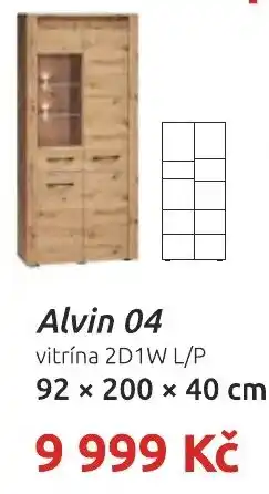 Nábytkáři Čech a Moravy Alvin 04 vitrína 2D1W L/P nabídka