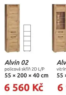 Nábytkáři Čech a Moravy Alvin 02 policová skříň 2D L/P nabídka