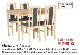 Nábytkáři Čech a Moravy Milénium 4 jídelní set nabídka