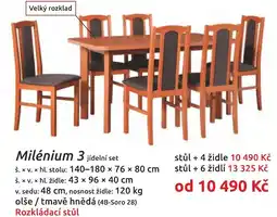 Nábytkáři Čech a Moravy Milénium 3 jídelní set nabídka