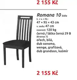 Nábytkáři Čech a Moravy Romana 10 židle nabídka