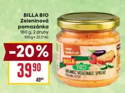 Billa Billa bio zeleninová pomazánka nabídka