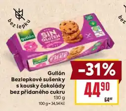 Billa Gullón bezlepkové sušenky s kousky čokolády bez přidaného cukru nabídka