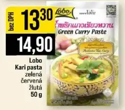 Jip Lobo kari pasta zelená červená žlutá nabídka