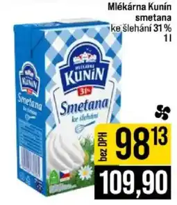 Jip Mlékárna Kunín smetana ke šlehání 31% nabídka