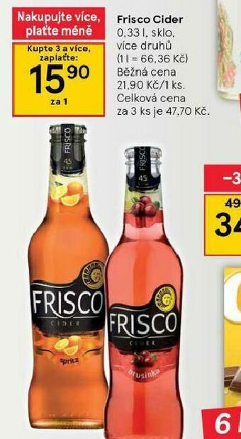 Tesco Frisco cider nabídka