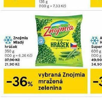 Tesco Znojmia mladý hrášek nabídka
