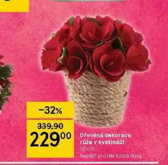 Tesco Dřevěná dekorace růže v květináči nabídka