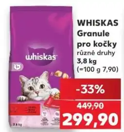 Kaufland whiskas granule pro kočky různé druhy nabídka