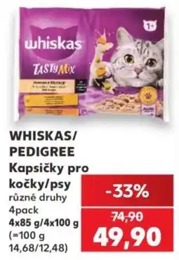 Kaufland Whiskas kapsičky pro kočky/psy nabídka