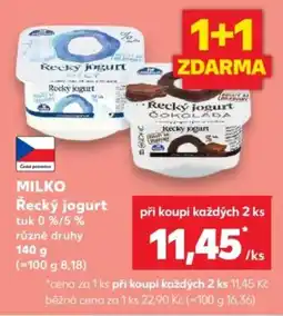 Kaufland Milko Řecký jogurt nabídka