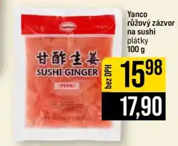 Jip Yanco růžový zázvor na sushi nabídka